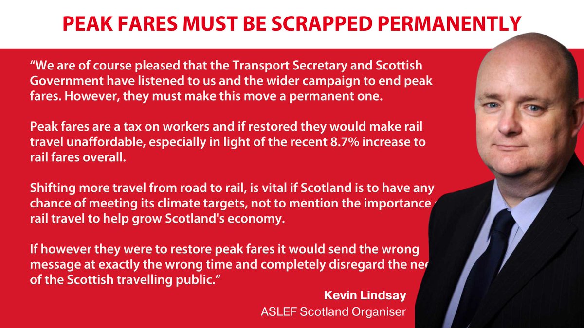 To be clear we are calling for the permanent scrapping of peak fares. This has nothing to do with party politics or political rivalries it's about getting people out of cars and onto trains. This will benefit our environment and economy. #campaigningunion
