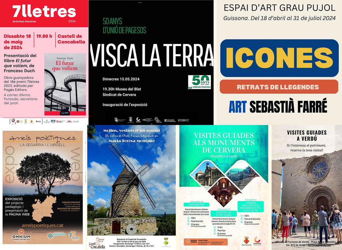 Sense plans per al cap de setmana? #firapa #festes #nitmuseus #trail #mercats #dansa @7lletres #visites i #expos viu la #primaverasegarra! @lasegarra @paeriacervera @TurismeGuissona @viladetora @museudecervera @CConcabella @BiblioGuissona @Espitllera ℹ️ visit.somsegarra.cat