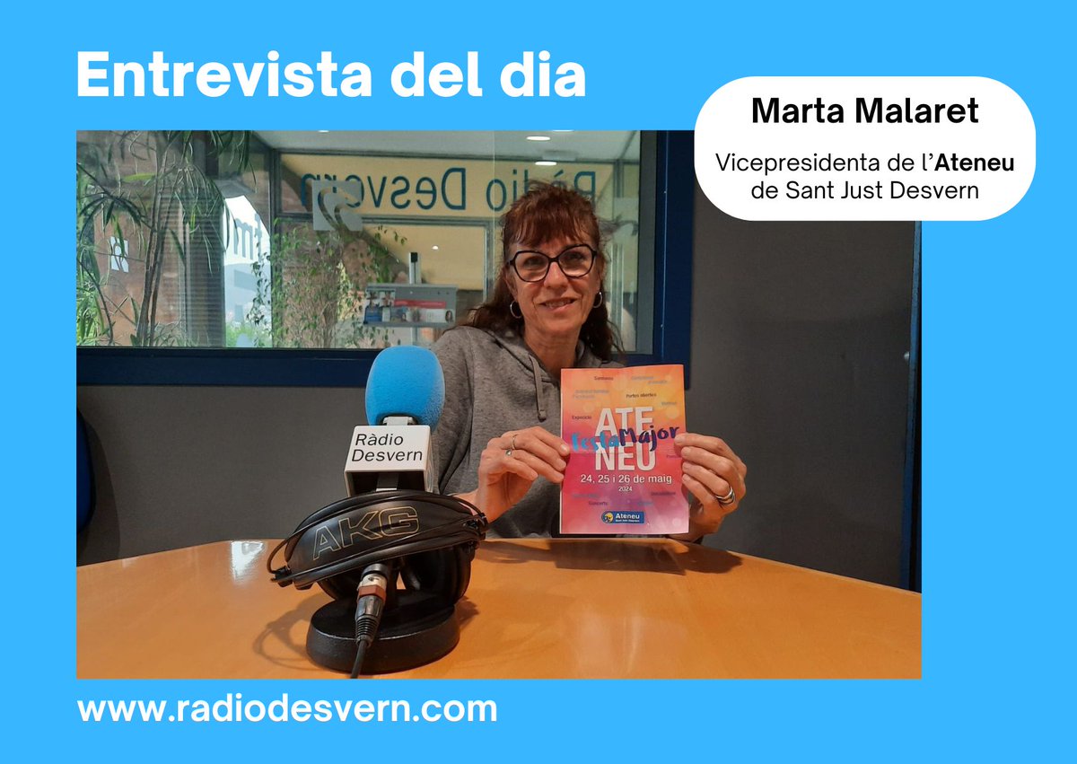 🎙️#RadioDesvern - Entrevista a Marta Malaret, Vicepresidenta de l'@AteneuSantJust: del 24 al 26 de maig és la #FestaMajor de l'entitat. 

🗨️'Les coses que van funcionar l'any passat les hem mantingut aquest any'

🎧ENTREVISTA: radiodesvern.com/programs/entre…