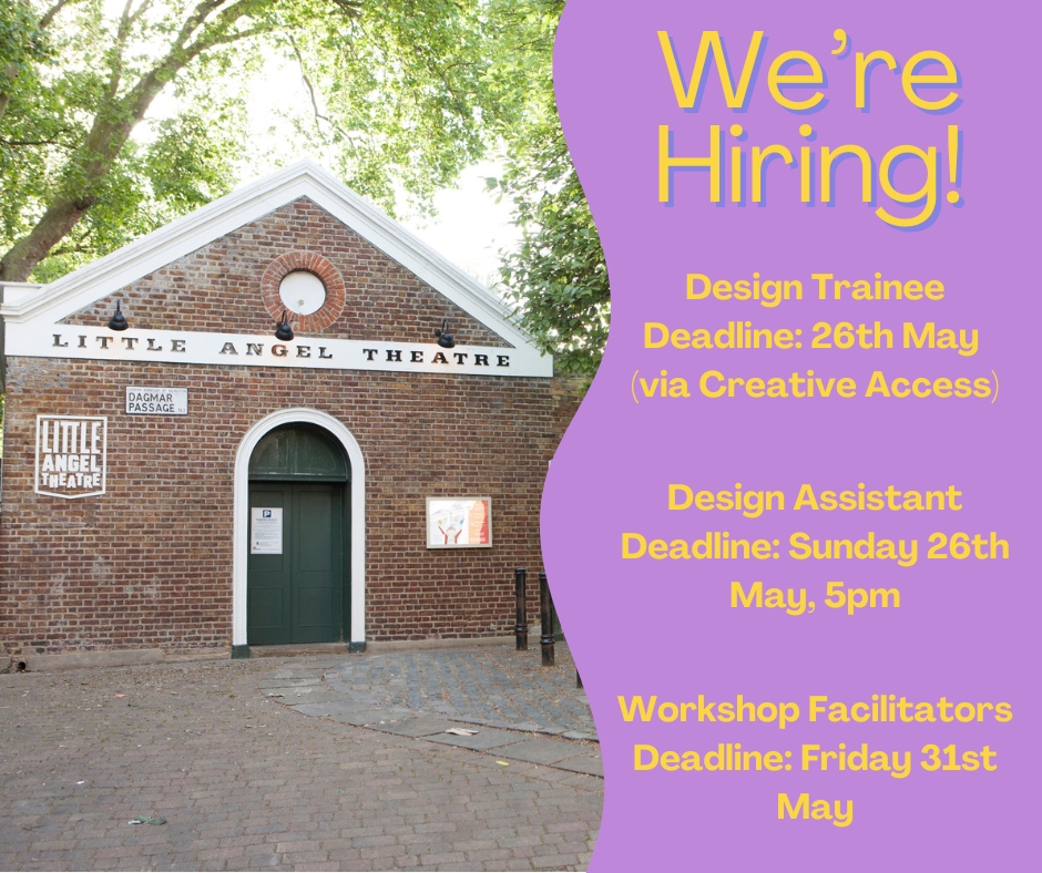 📣We're Hiring! We currently have 3 opportunities to apply for by the end of May! Design Trainee, Design Assistant and Workshop Facilitators. Check out our jobs page on our website for more information littleangeltheatre.com/about-us/jobs-… #Linkinbio #WereHiring #CreativeAccess