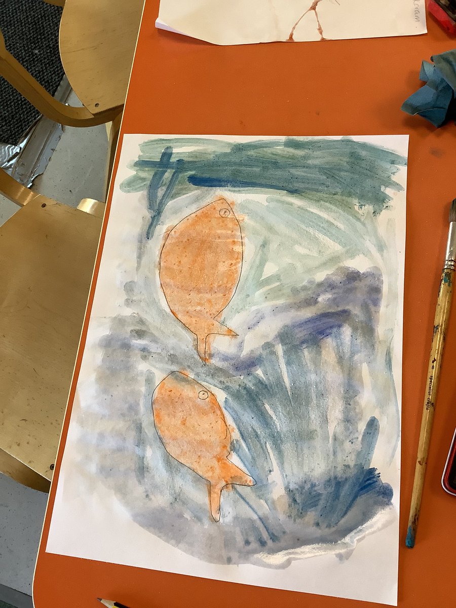 We have been exploring creating texture in our underwater scene to link with our core text.  Today the boys sketched their ideas, used water colours to create depth then added salt to give texture. Some great pieces have been created. @foxfield #watercolour #texture