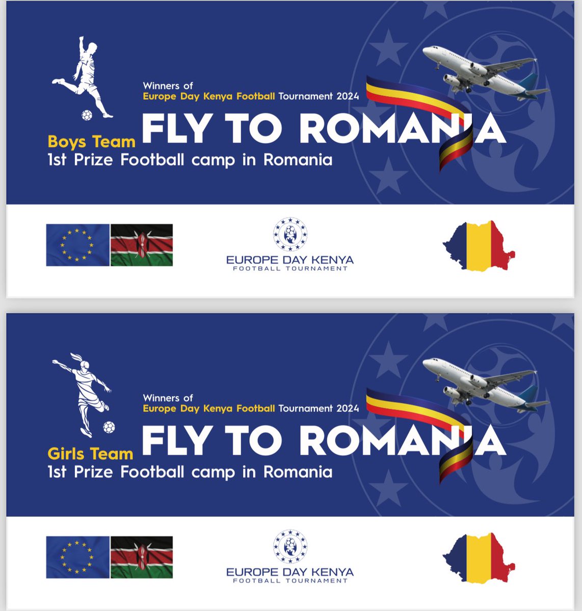 📣 Join us live for the Europe Day Football Tournament in Kenya! 🏆⚽ Watch the boys' and girls' teams compete for the championship titles. 🇷🇴 Romania is proud to sponsor the prizes! 🏅 🔗 Live Stream: [youtube.com/live/BFYIFfrPe…) #EuropeDay #FootballTournament #Kenya #Romania