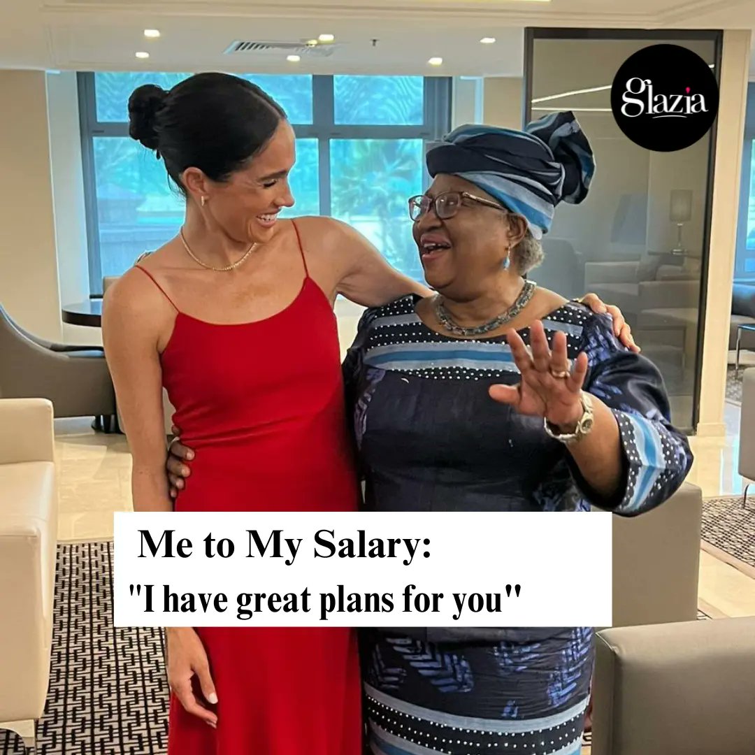 POV: This photo of Meghan Markle and Dr Ngozi Okonjo-Iweala is giving us countless ideas. Add yours in the comment section! #GlaziaNow #HarryAndMeghanInNigeria