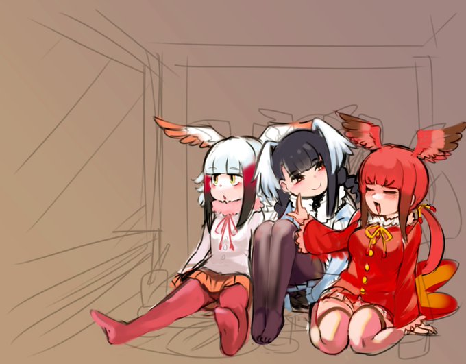 ひみつきち(危険エリア)でお茶会するトキちゃんズ 