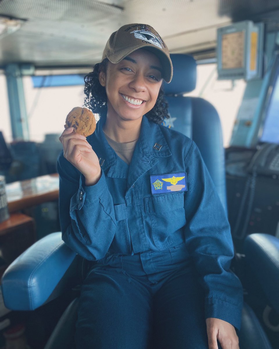 I don’t highlight my Junior Officers enough! No one is exempt from the cookie. This young warrior was working on the bridge team at the time of this photo, and she is known for her hard work and infectious positive attitude. #thisistheway