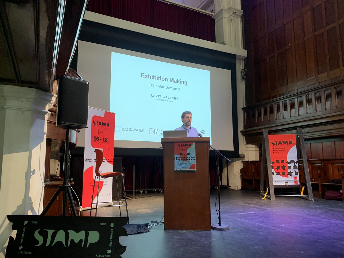 Kicking off Day 2 of STAMP @empoweringcork with Brian Mac Domhnaill, Director of @LavitGallery free talk on ‘Exhibition Making’ in @TriskelCork #stampcork #exhibition #curatortalk #corkcity #samplestudios