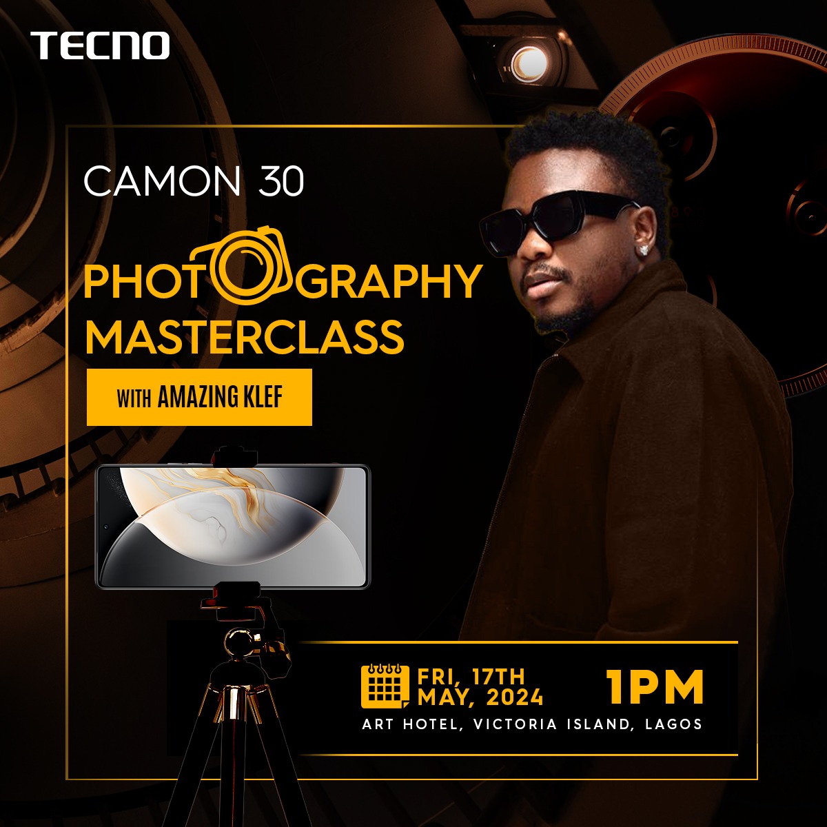 Today's the day to level up your photography game! 🤭 Don't miss our exclusive masterclass with @amazingklef as he shares his top photography tips in capturing stunning images with the shortlisted candidates of the CAMON 30 Photography challenge #CAMON30Series #LeadingRole