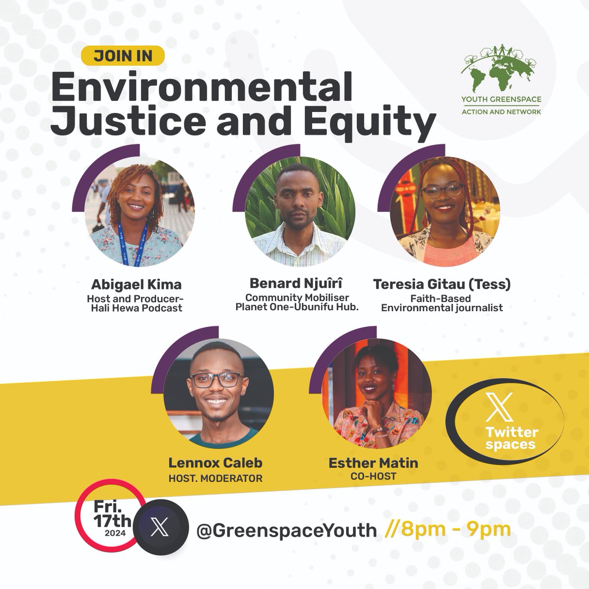 Join us tonight for an engaging Twitter Space on "Environmental Justice and Equity" hosted by <a href="/GreenspaceYouth/">Youth Greenspace Action and Network Organisation</a>. Tune in from 8pm - 9pm for insightful discussions on how we can make a difference. Don't miss it! #EnvironmentalJustice #ClimateAction #YouthVoices #Stella