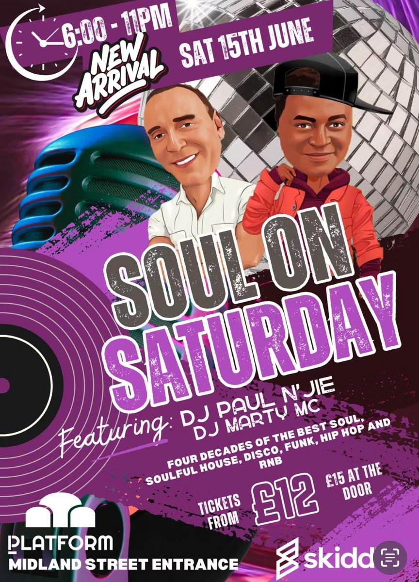 Soul on Saturday at Platform is a daytime disco for people who love soul, disco, soulful house, hip hop, RnB and club classics! 𝗙𝗶𝗻𝗱 𝗼𝘂𝘁 𝗺𝗼𝗿𝗲: tinyurl.com/wd2dccpy