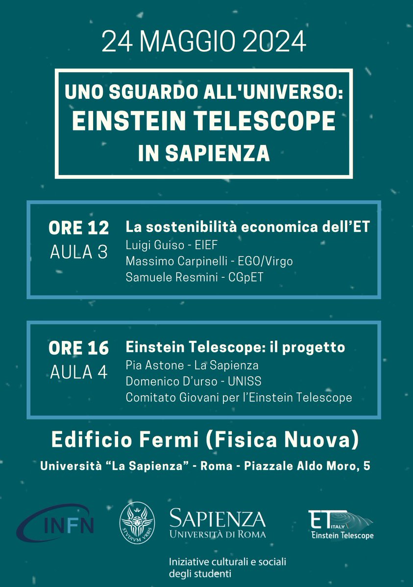 Venerdì 24 maggio a Roma! #EinsteinTelescope