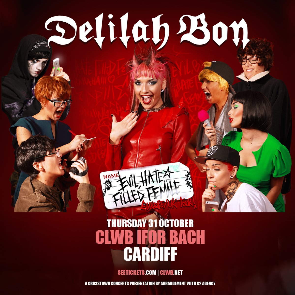 .@DelilahBon_ plays @ClwbIforBach on Thursday 31st October. Tickets are on sale Monday 20th May at 10am: crosstownconcerts.seetickets.com/event/delilah-…