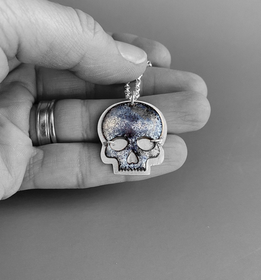 Enamel Skull Necklace tuppu.net/9db04f1d #Etsy #MaisyPlum #MHHSBD #ShopIndie #UKCraftersHour #MyNewTag #SkullNecklace