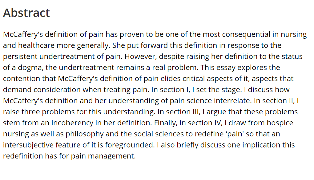 Pain cannot (just) be whatever the patient says it is.
Link to video recording eu-lti.bbcollab.com/recording/25e4…
Charles Djordjevic, Barbara Pesut, Mark Risjord, Abby Parish &amp; Mar'yana Fisher.
