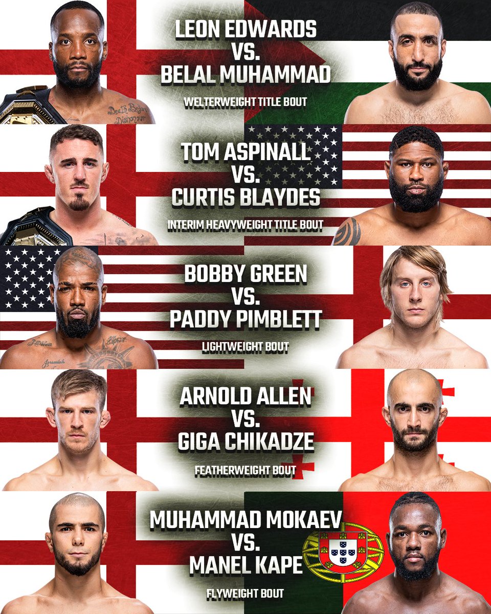 The #UFC304 main card is OFFICIAL 🏴󠁧󠁢󠁥󠁮󠁧󠁿