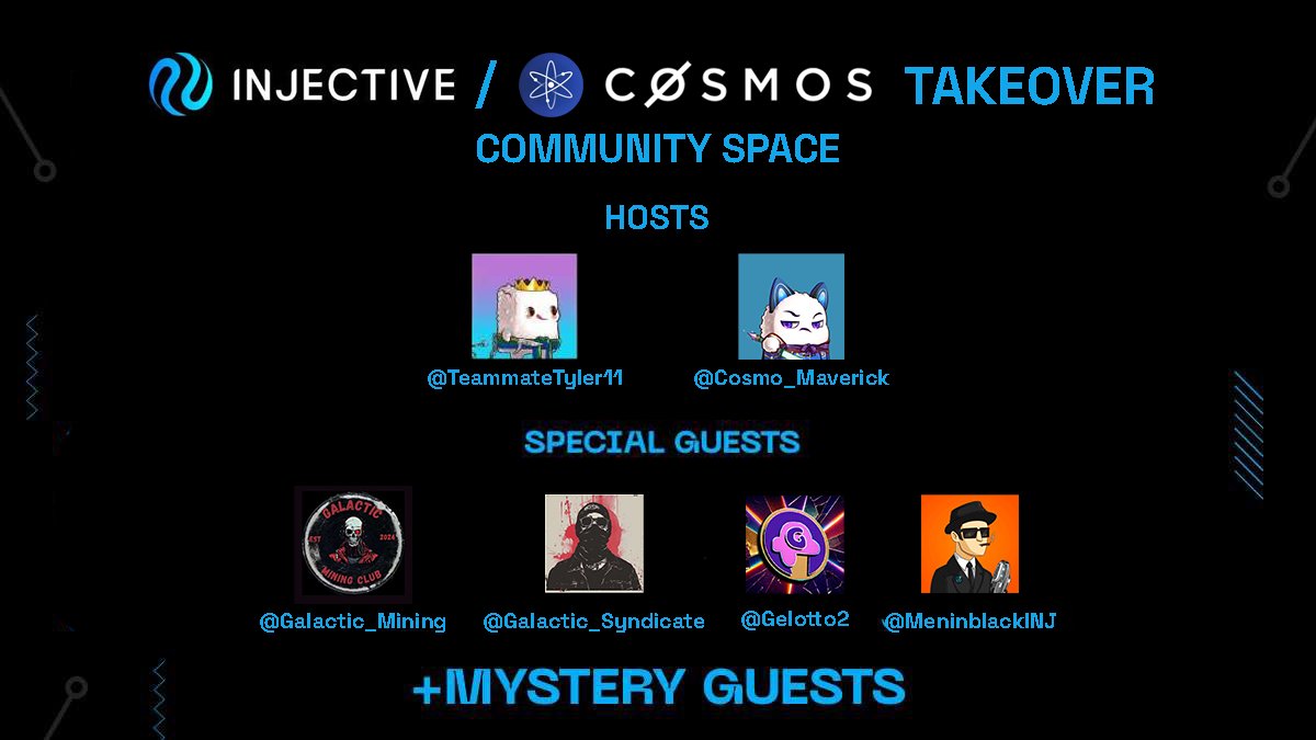M E T A (@metaxmaverick) on Twitter photo ๐ It's almost time for the next <a href="/injective/">Injective ๐ฅท</a>/ <a href="/cosmos/">Cosmos - The Interchain โ๏ธ</a> Takeover community space!๐ฅ
Join me and <a href="/TeammateTyler11/">TeammateTyler๐ฅท</a>, Tomorrow, Saturday the 18th of May at 5 PM UTC!
For Alpha updates and Giveaways! ๐๐พ
(Set Reminder will be posted in comments later!)
This week, we have special ๐ It's almost time for the next <a href="/injective/">Injective ๐ฅท</a>/ <a href="/cosmos/">Cosmos - The Interchain โ๏ธ</a> Takeover community space!๐ฅ
Join me and <a href="/TeammateTyler11/">TeammateTyler๐ฅท</a>, Tomorrow, Saturday the 18th of May at 5 PM UTC!
For Alpha updates and Giveaways! ๐๐พ
(Set Reminder will be posted in comments later!)
This week, we have special