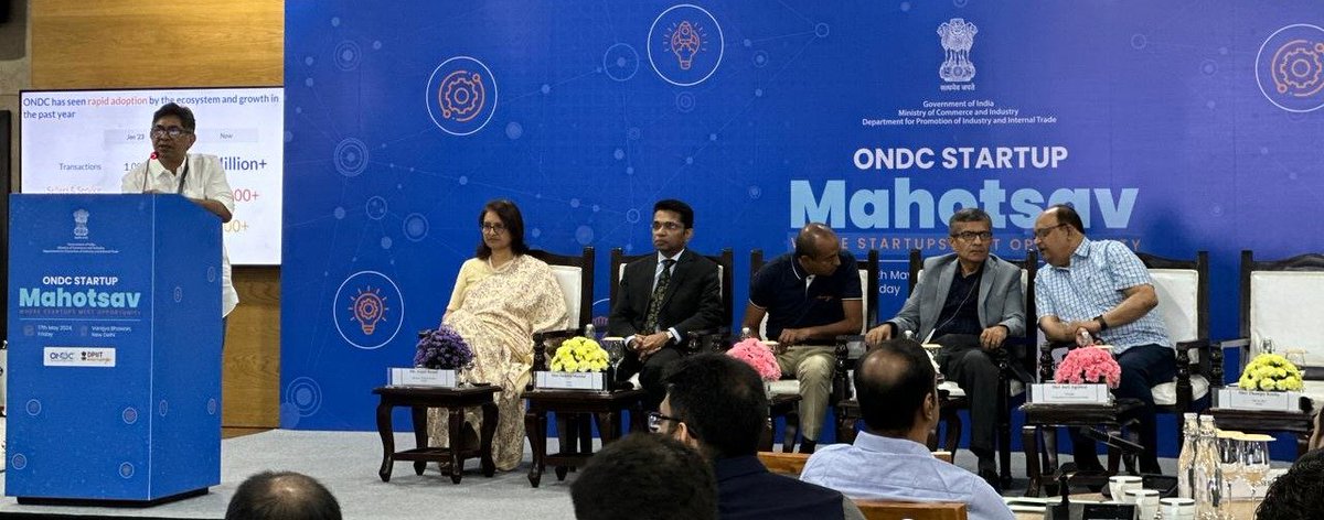 Shri @KoshyTK, MD, @ONDC_Official, highlighted the startup opportunities at the Mahotsav. Join us in shaping the future of digital commerce with collaboration and innovation. @DPIITGoI #ONDC #StartupJourney #DigitalCommerce #StartupIndia #DPIIT
