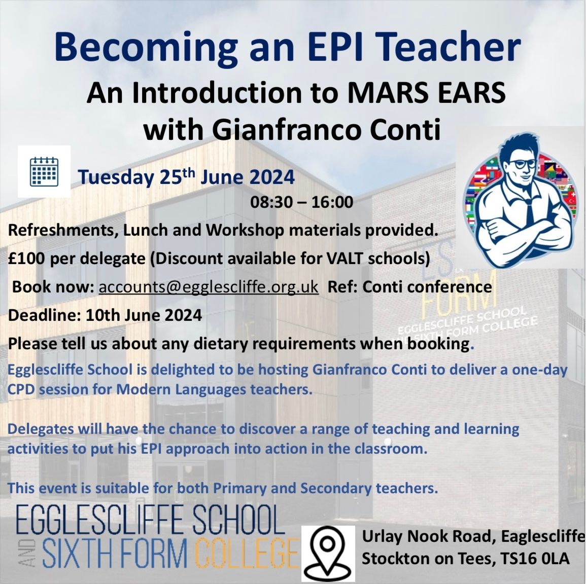 📣🗓️Exciting CPD opportunity for MFL teachers. Please email accounts@egglescliffe.org.uk if you would like to book a place on the 1-day conference 🧑‍🏫