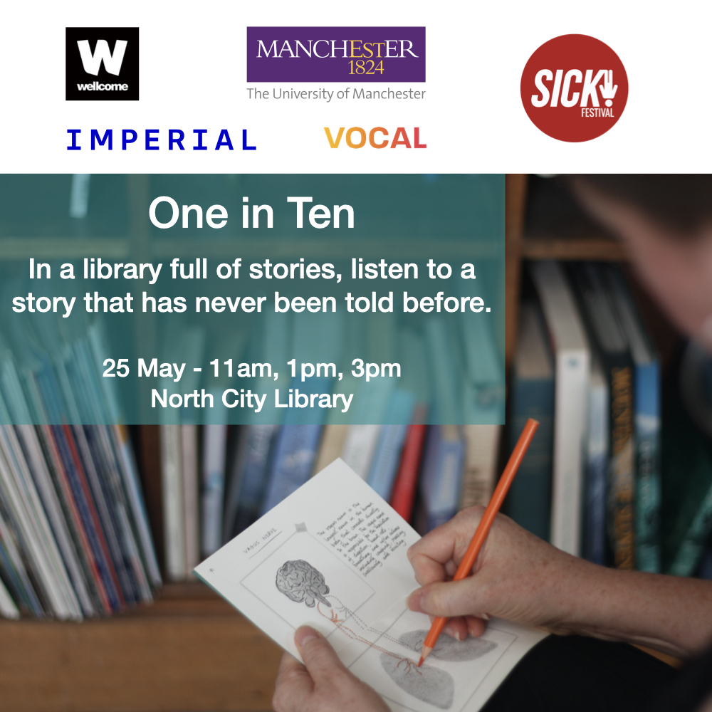 A week on Saturday we'll be at <a href="/MancLibraries/">Manchester Libraries</a> #NorthCityLibrary with #OneinTen an audio artwork to transform your understanding of cough and its impact on people's lives.

Part of <a href="/SICKfestival/">SICK!</a> &amp; #CreativityandWellbeingWeek

Free to book contactmcr.com/events/sick-fe…

#NCWW24