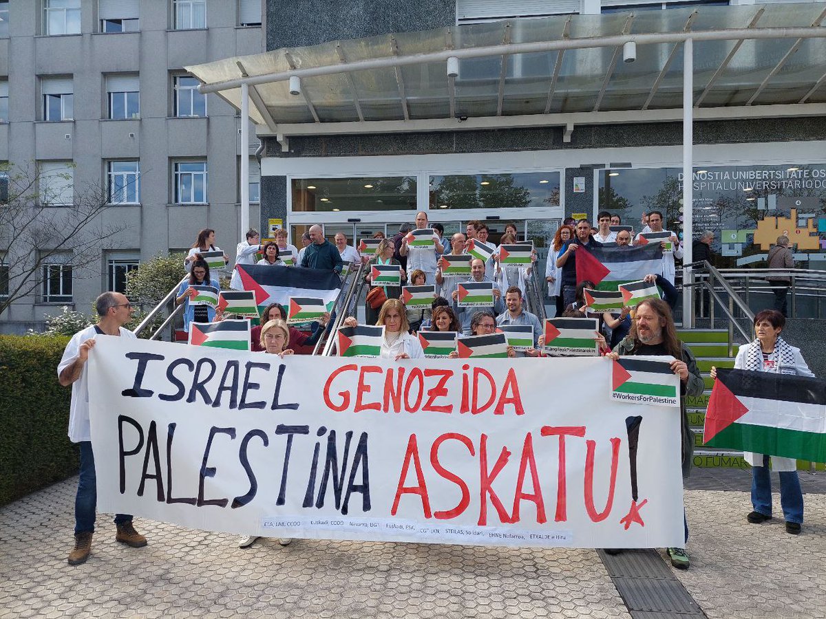 Donostia Ospitala

📛 STOP genocidio!
🆘 #SOSRafah 
#PalestinaASKATU
#FreePALESTINE
#WorkersForPALESTINE