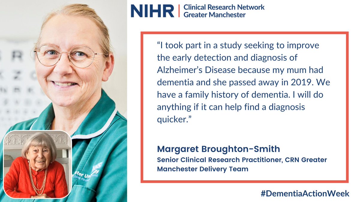 This #DementiaActionWeek, our colleague Margaret Broughton-Smith has explained how her late mum’s memory spurs her on to #BePartOfResearch into dementia.   

Margaret has encouraged others to help the fight against dementia by joining @beatdementia

local.nihr.ac.uk/case-studies/d…