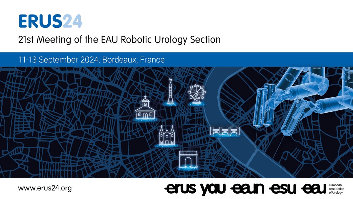 Registration and abstract submission are currently open for #ERUS24 in Bordeaux on 11-13 Sept. Three days of live surgery and the latest in robotic tech. The preliminary scientific programme has just been posted, check out what we have in store for you! erus.uroweb.org/scientific-pro…