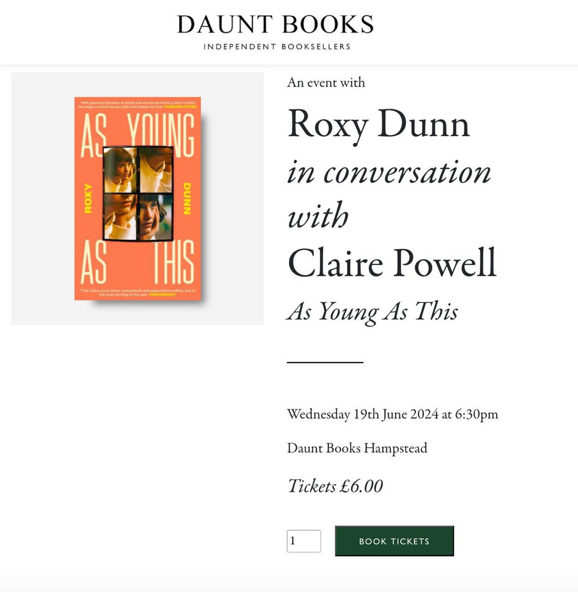 People! I’m doing another in-person event - this time @Dauntbooks Hampstead (oh so classy) Please come 🙏 Link in bio