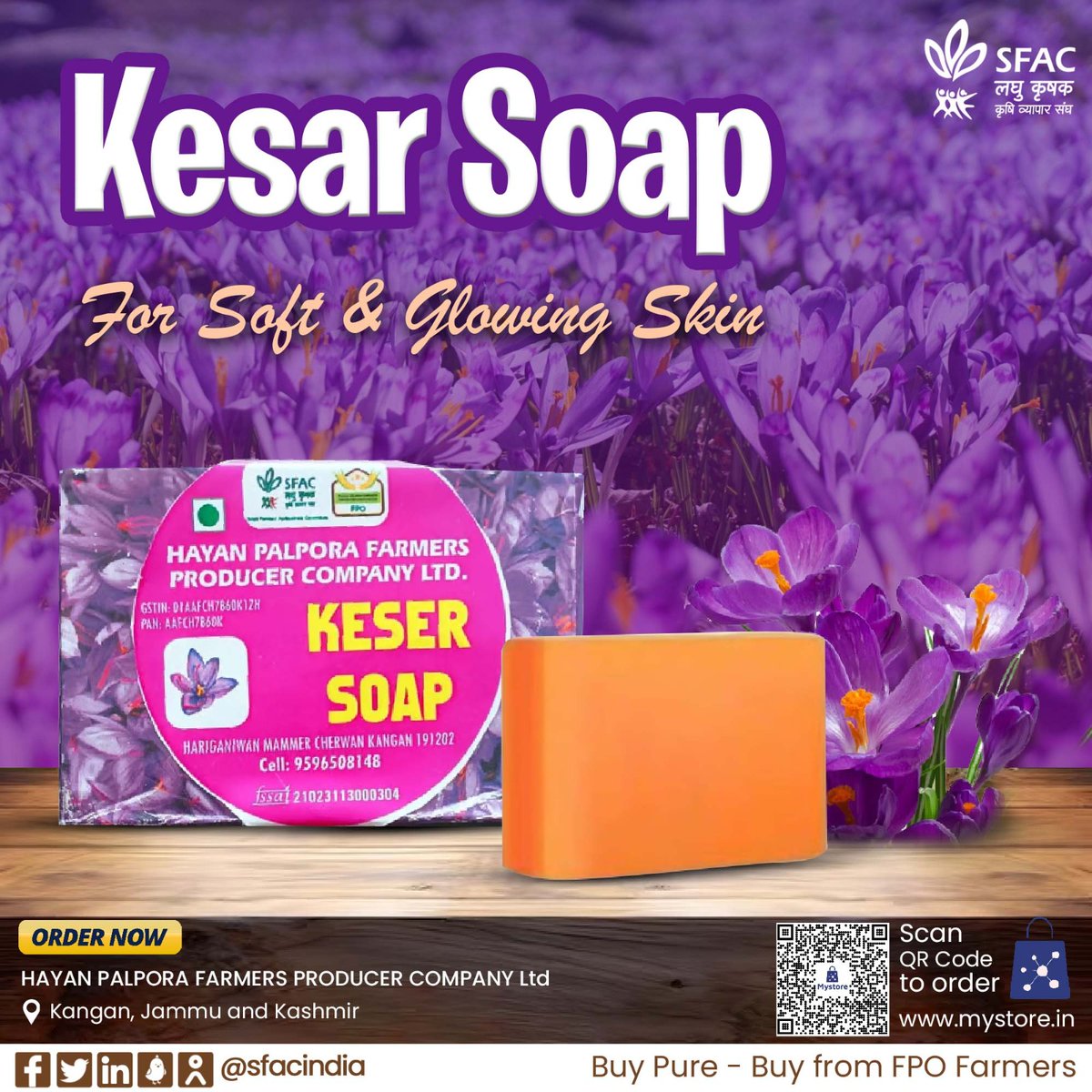 This handmade soap from a Blend of pure saffron, camphor & coconut oil exfoliates & rejuvenates your skin naturally. Buy straight from FPO farmers at👇 mystore.in/en/product/kes… 🧼 #VocalForLocal #healthyskin #kesar #healthychoice