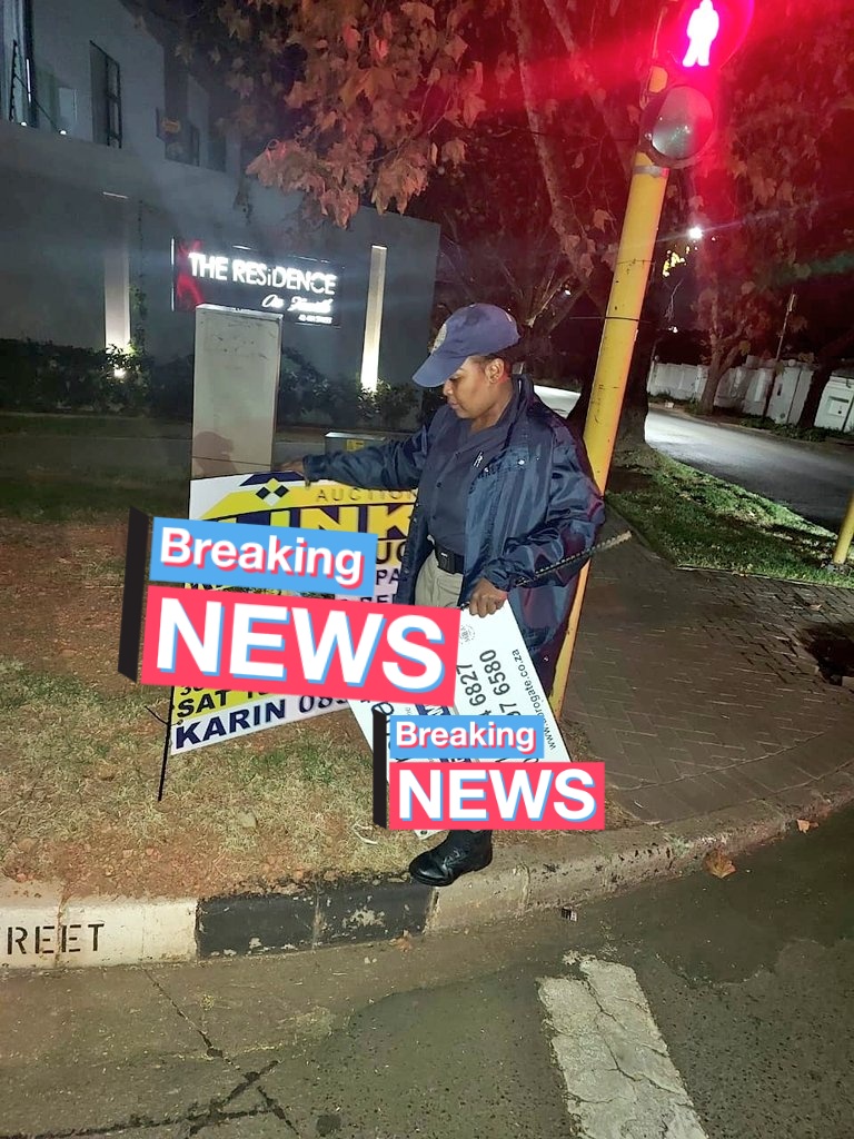 Remove your illegal posters & signages to avoid penalties. If you would like to legally install signage & posters apply with @CoJDevPlanning outdoor advertising department Illegal advertising, posters, boards & banners removed by #JMPD BMU officers at Meerisig Rd,Constantia.