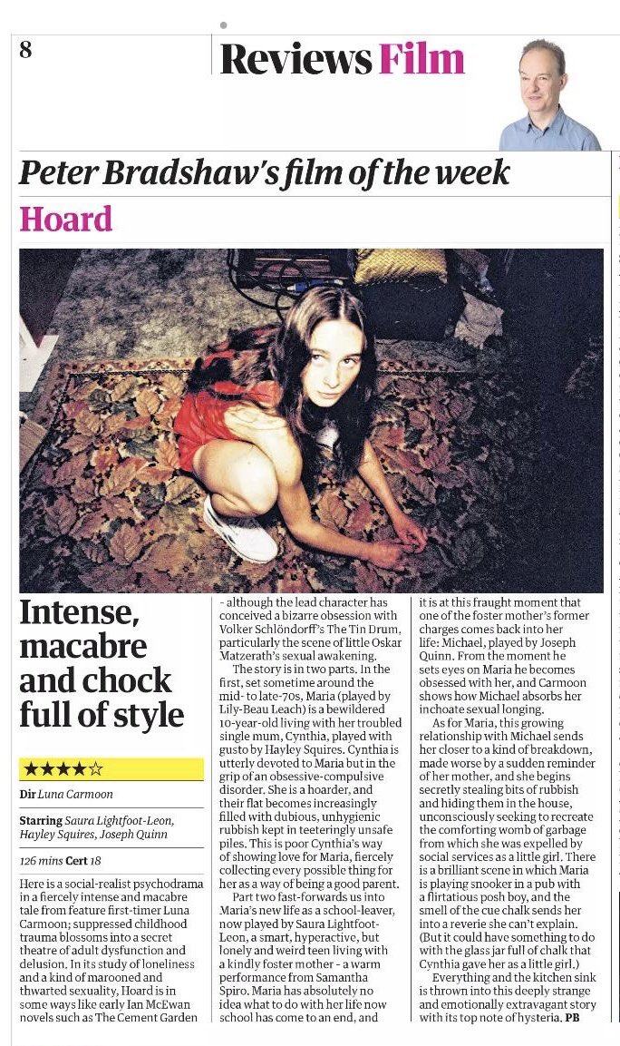 HOARD Release day! In cinemas across the country, if you’re looking for something to experience this weekend, to remind you what cinema is all about, seek it out. You won’t be disappointed. @guardian film of the week 💫🐀