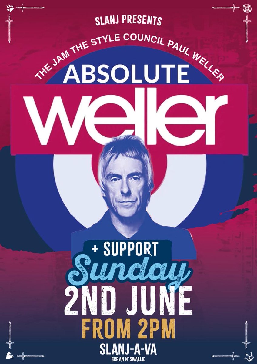 Join us at Slanj A Va on Sunday 2nd June as we serve up Absolute Weller vibes all around. whatsonstirling.co.uk/event/137959-a…