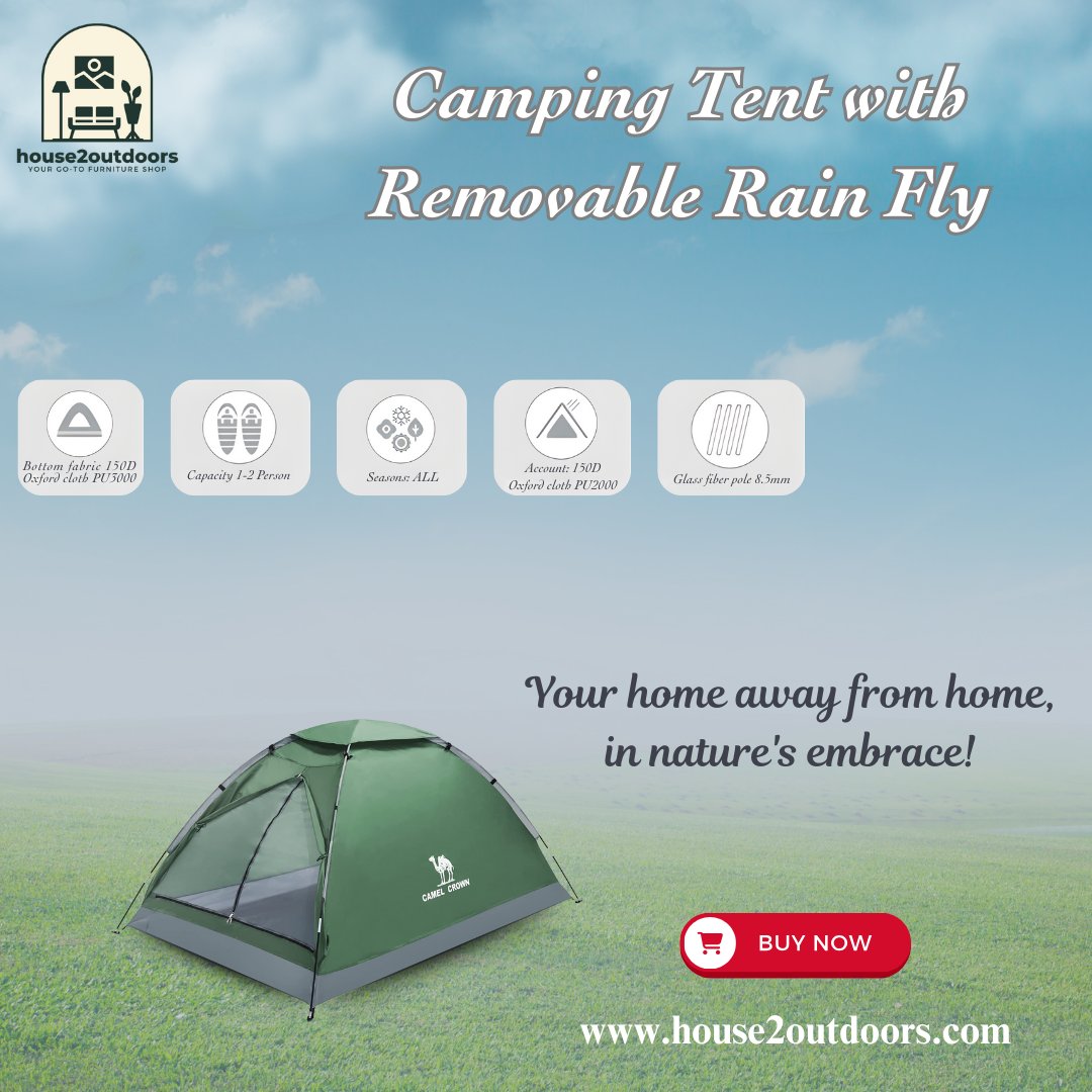 Check out the Camping Tent from house2outdoors - perfect for 1-2 people, with a removable rain fly and durable fabric.  Visit house2outdoors.com to buy now and enjoy the great outdoors in comfort.
#house2outdoors #camping #outdoor #tent #outdoorcamping #nature #travel