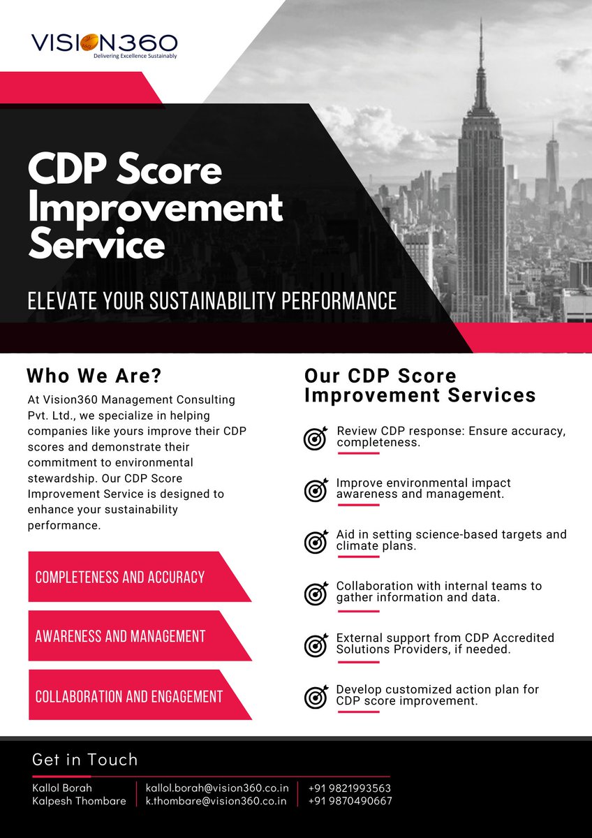 Transform your CDP score and showcase your commitment to a greener future.🌍Let’s make an impact together and elevate your sustainability performance like never before!📈 . . #SustainabilitySuccess #EcoTransformation #GreenCommitment #SustainableImpact #EcoInnovation #GreenFuture