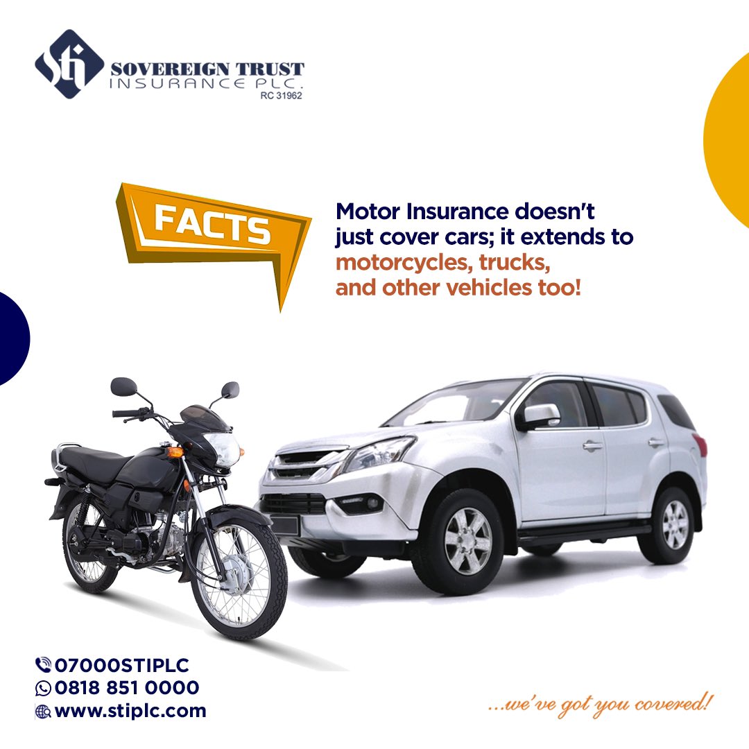 Trust us to tailor the perfect coverage for your wheels.

Get your Motor insurance from us. Just send us a DM. 

#SovereignTrustInsurance #motorinsurance #autoinsurance #sti
