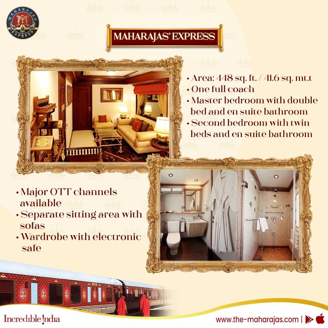 A world of royalty awaits you in our one-of-its-kind Presidential Suite. 

Click the the-maharajas.com to experience #LuxuryOnboard Maharajas' Express.

#LuxuryTrainTravel #travelindia #incredibleindia #indiatour #indiatourism #luxurytravel #TravelInComfort