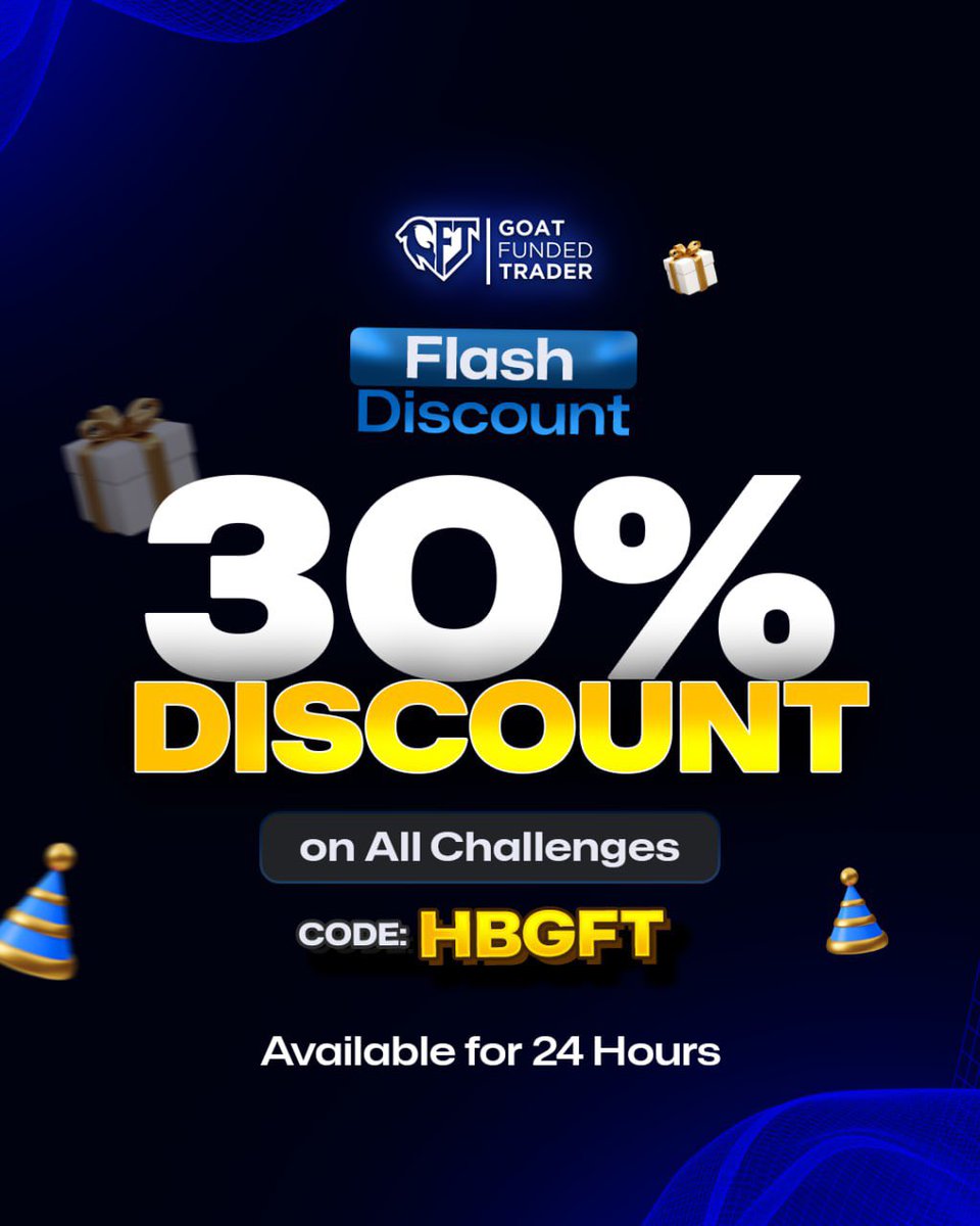 🚨 30% OFF ON ALL CHALLENGES 🚨 FLASH 24H DISCOUNT Celebrating the 1st anniversary of GFT with a 24H discount 🎟 Code: HBGFT Enjoy: ✅ 1st payout on Demand ✅ Raw Spreads ✅ Guaranteed Payouts