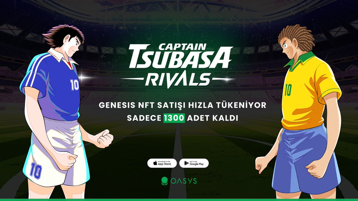 #Oasys Blockchain'in, play2earn oyunu 'Captain Tsubasa RIVALS' için 5000 adet ile sınırlı sayıda olan NFT'lerden sadece 1300 adet kaldı! 🚀 Detaylı oynanış videosunu ve rehberi önceki postlarımızda paylaştık.🎮 Heyecan verici oyunda yerinizi alın