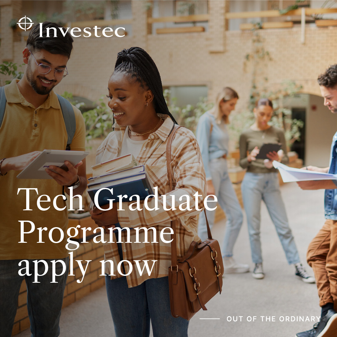 Join our 2025 Tech Graduate Programme and kick-start your career in the dynamic world of finance and technology. Application and criteria here: link.investec.com/okp288. #InvestecSA