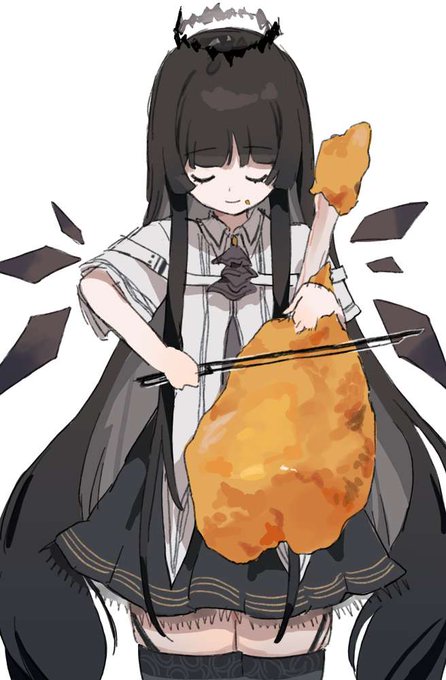 チキンを弾くアルトリア 