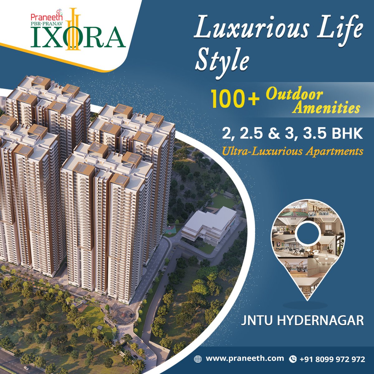 Elevate your lifestyle and surround yourself with the beauty of luxury at Praneeth Pranav Ixora.

🌐 : praneeth.com/ixora-high-ris…
☎️ : +91 8099972972
.
.
.
#PraneethGroup #PraneethPranavIXORA #JNTUhydernagar #HyderabadRealEstate #IXORA #AddressOfTheElite #Flatsforsale
#flatsnearjntu