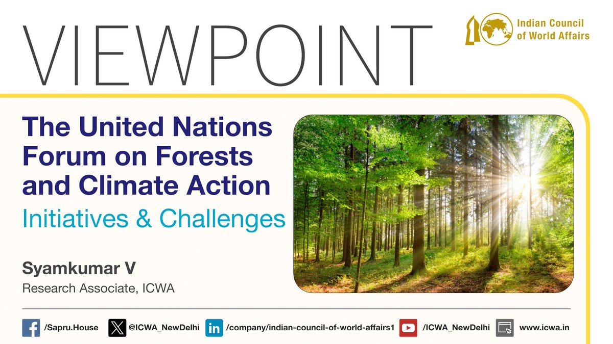 #India is one of the founding members of the United Nations Forum on Forests (#UNFF). India has adopted the Forest Instrument in 2007 and submitted a voluntary report to the 11th session of UNFF in 2014, which included forest related policies, legislation; and law enforcement