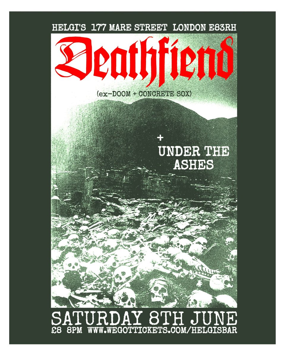 Just booked my ticket for @DeathFiendband June 8th up in Helgis Bar in Hackney.