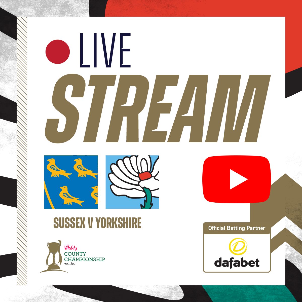 Not long until we get underway here at Hove ☀️ Don’t miss any of the action this week ⬇️🎥 youtube.com/live/TMbMTgGZH…