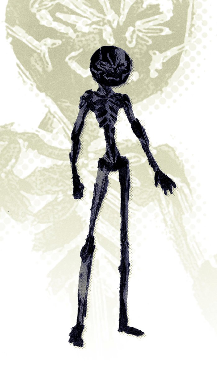 solo looking at viewer standing full body monochrome no humans copyright name  illustration images