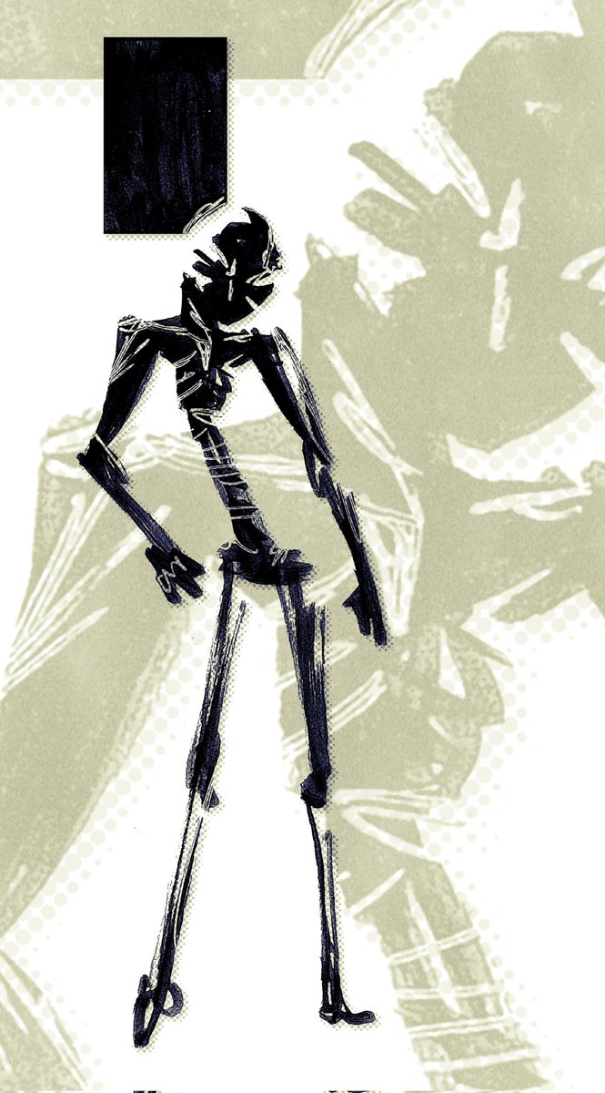 solo looking at viewer standing full body monochrome no humans copyright name  illustration images