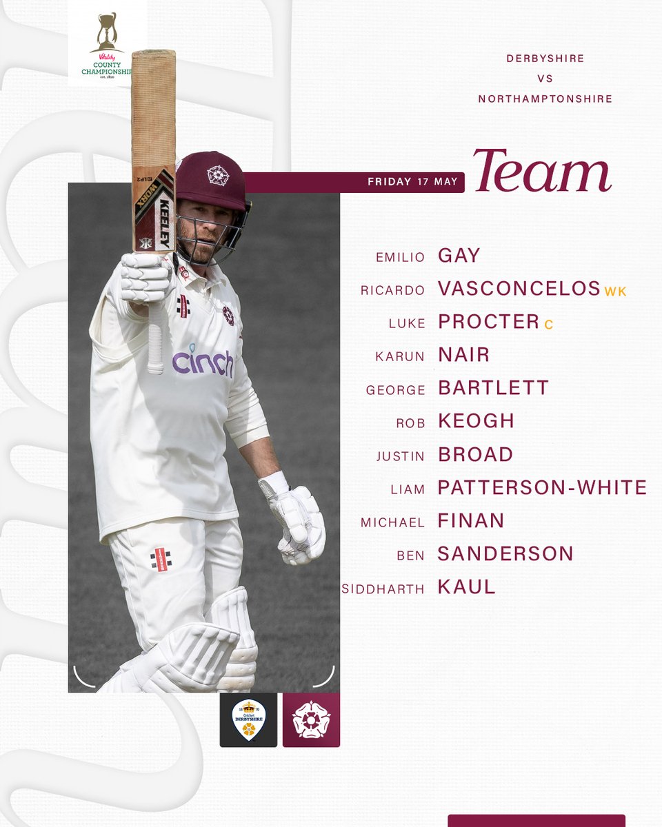 Team. 👊

Keogh, Broad and Finan come into the XI. 💪

Northamptonshire won the toss and elected to bat.