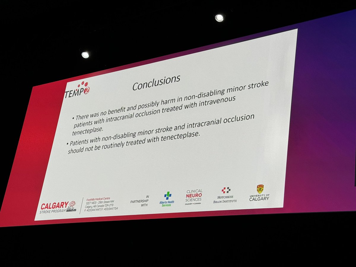Results from the TEMPO2 does not support the use of TNK for non-disabling minor stroke with documented intracranial occlusion #ESOC2024 #VoiceofStroke #stroke