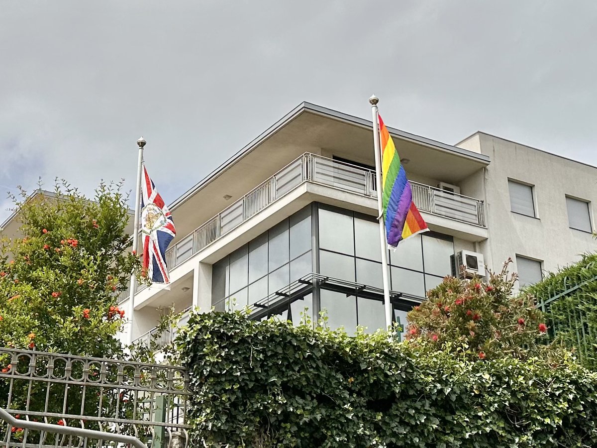 Today, we proudly raised the 🏳️‍🌈 flag outside our Embassy in support of#idaho This day is a powerful reminder that ♥️, diversity, and acceptance should be celebrated and protected. Together, we stand against discrimination and support a 🌍 where everyone can live without fear.
