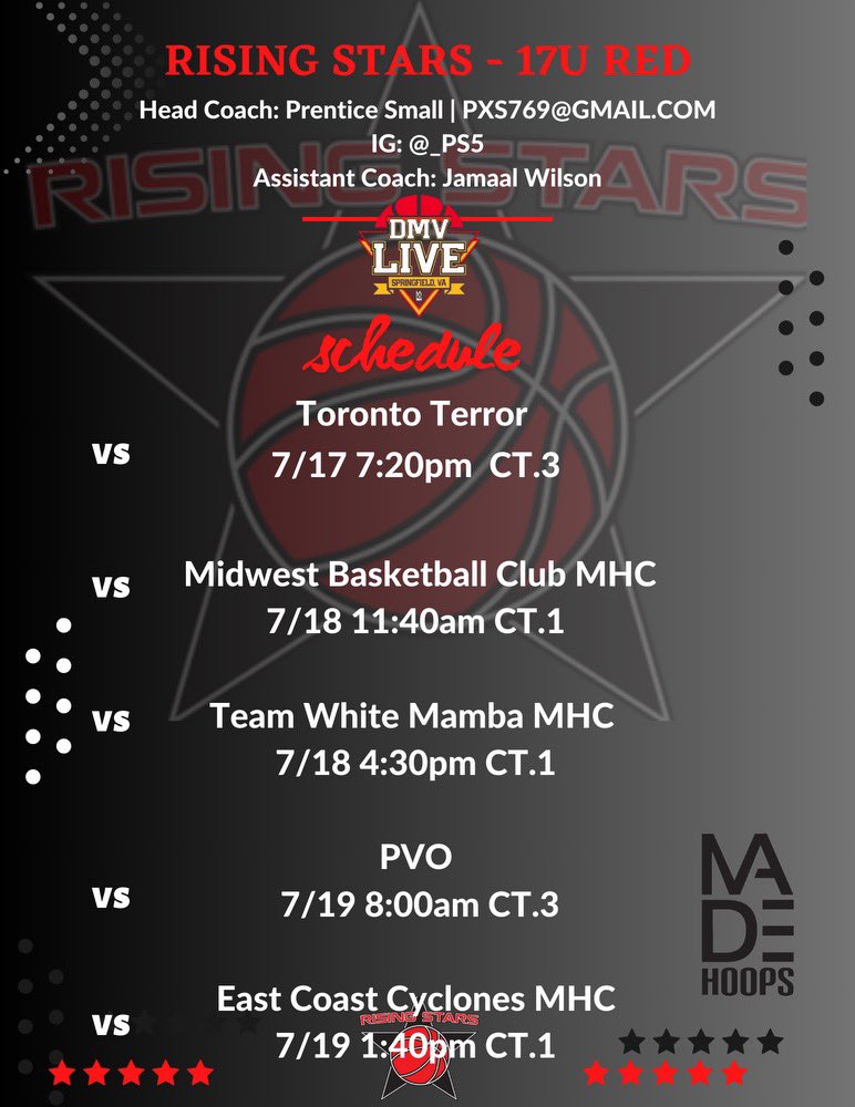 I will be at the MadeHoops DMV Live event at St. James In Virginia. This is the following schedule
