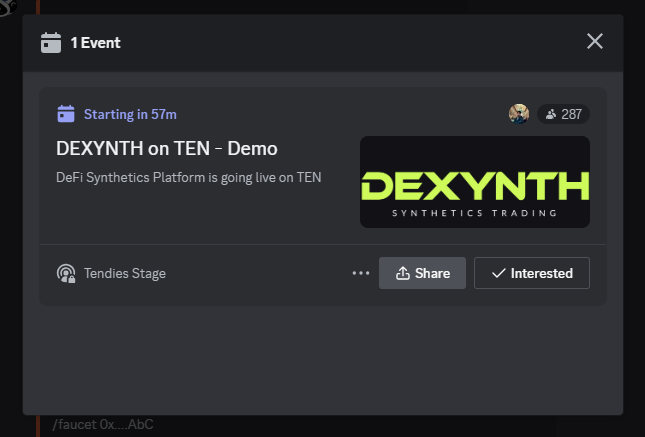 Live streaming demo with <a href="/tenprotocol/">TEN (🔟/🔟)</a> starts in 1 hour!! Come join us! 🤩
👉discord.gg/yQfmKeNzNd