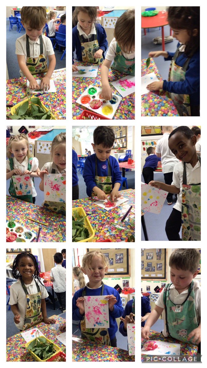 In art, Reception Class have been exploring and observing the different marks different flowers and leaves make. 🌸🌿 @CNicholson_Edu